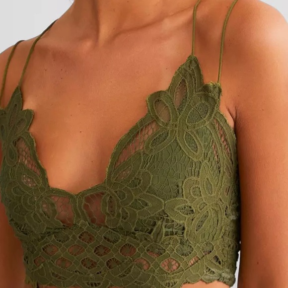 Adella Lace Bralette by Free People Olive Lace Bralette Sz sm BNWT - Picture 3 of 8